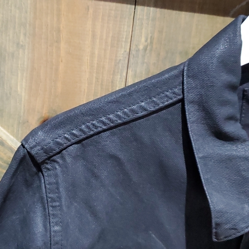 ZARA BLACK DENIM JEAN JACKET Classic Streetwear Moto Rocker Goth Grunge Mod NWOT - Picture 2 of 6